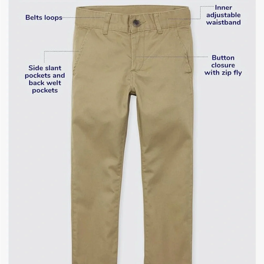 Boys Khaki Uniform Pants Children’s Place Adjustable Waist Size 14 NEW